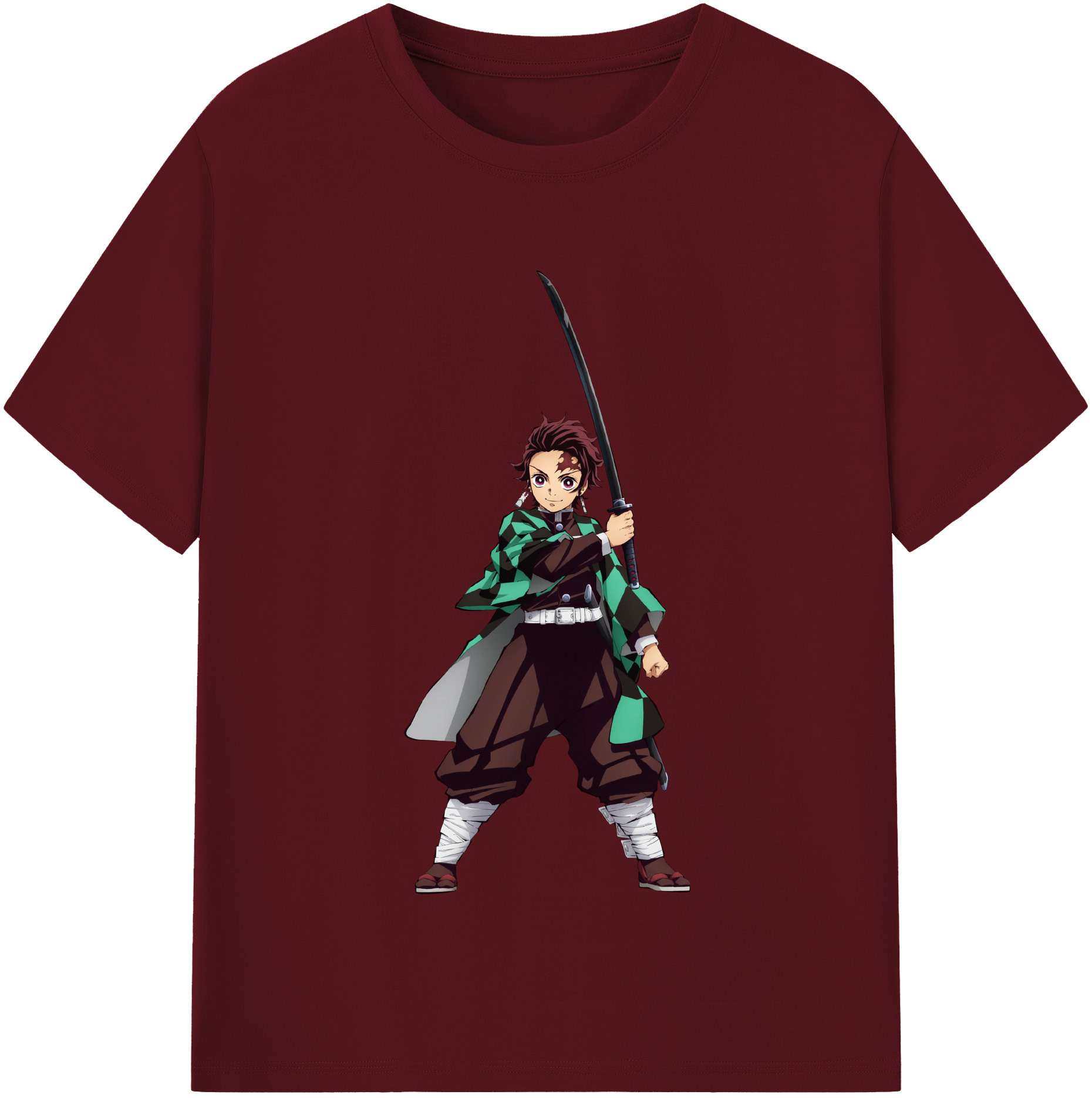 （画像用） 鬼滅の刃 竈門 炭治郎／かまど たんじろう Kamado Tanjirou 綿100％半袖Tシャツ（フロントプリント）